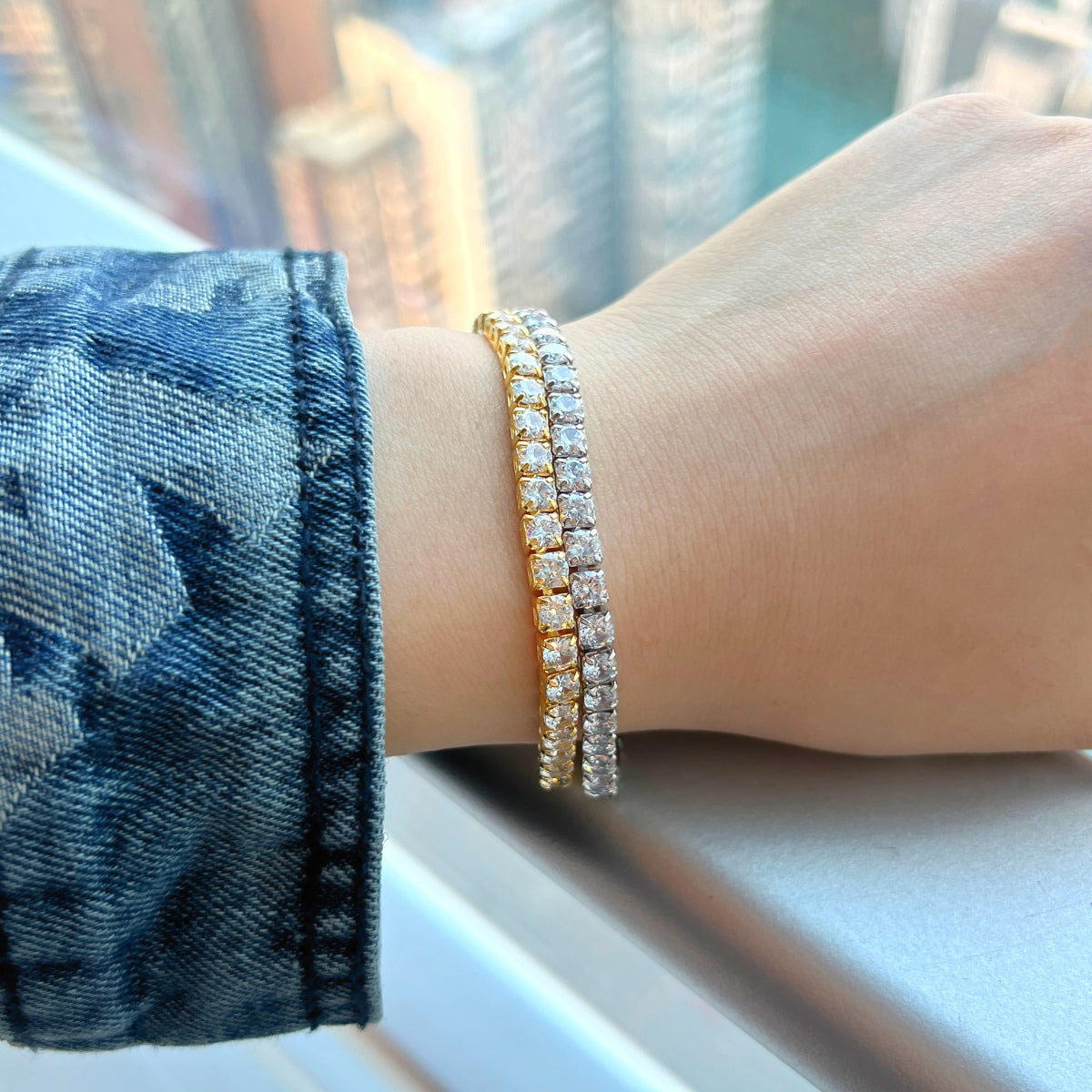 [Aurelle Style]Sparkling Radiant Princess Cut Tennis Bracelet
