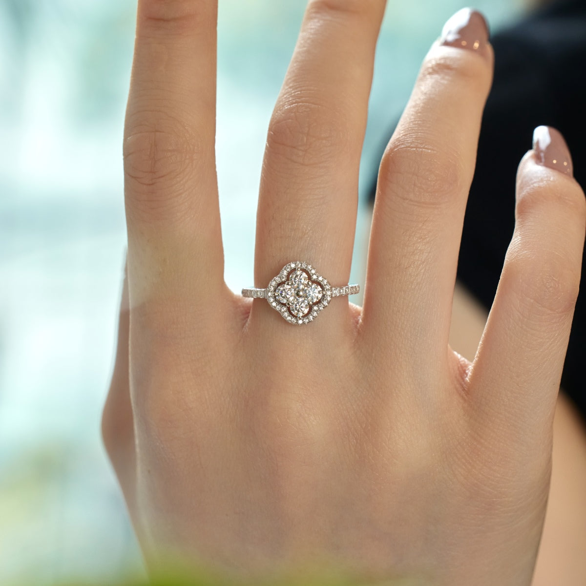 [Aurelle Style]Four Leaf Clover Flower Design Ring