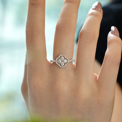 [Aurelle Style]Four Leaf Clover Flower Design Ring