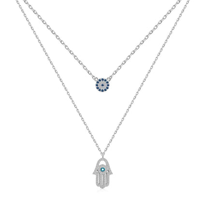 [Aurelle Style]Demon Eye Hamsa Palm Necklace