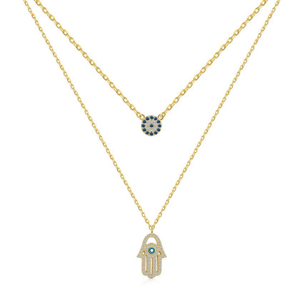 [Aurelle Style]Demon Eye Hamsa Palm Necklace