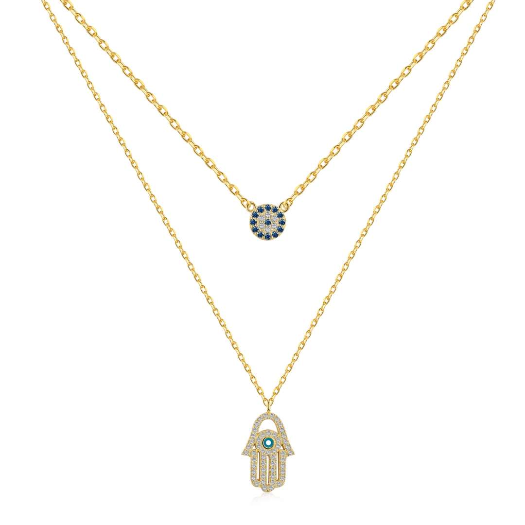 [Aurelle Style]Demon Eye Hamsa Palm Necklace