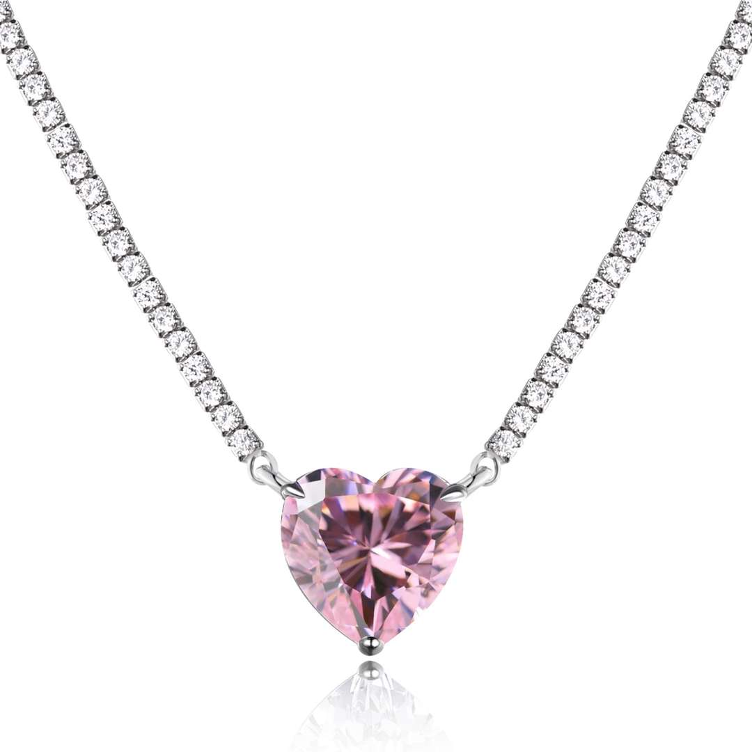 [Aurelle Style]8.0 Carat Versatile Colorful Sweet Heart-Shaped Tennis Necklace