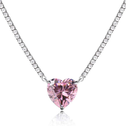 [Aurelle Style]8.0 Carat Versatile Colorful Sweet Heart-Shaped Tennis Necklace