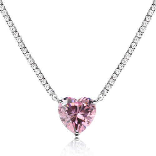 [Aurelle Style]8.0 Carat Versatile Colorful Sweet Heart-Shaped Tennis Necklace