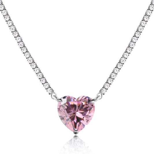 [Aurelle Style]8.0 Carat Versatile Colorful Sweet Heart-Shaped Tennis Necklace