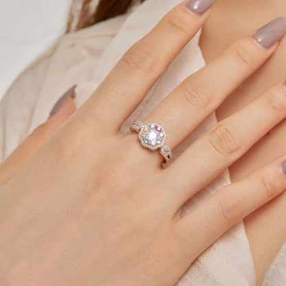 [Aurelle Style]Delicate Colorful Round Cut Flower Shape Wedding Ring