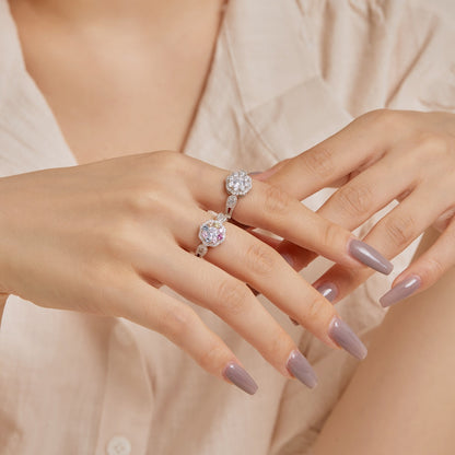 [Aurelle Style]Delicate Colorful Round Cut Flower Shape Wedding Ring