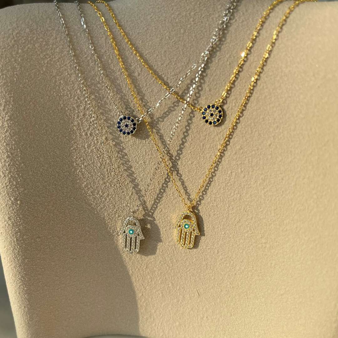 [Aurelle Style]Demon Eye Hamsa Palm Necklace