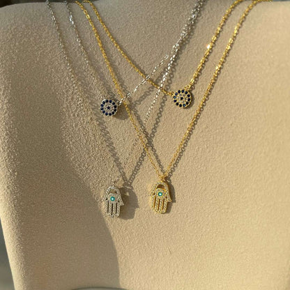 [Aurelle Style]Demon Eye Hamsa Palm Necklace