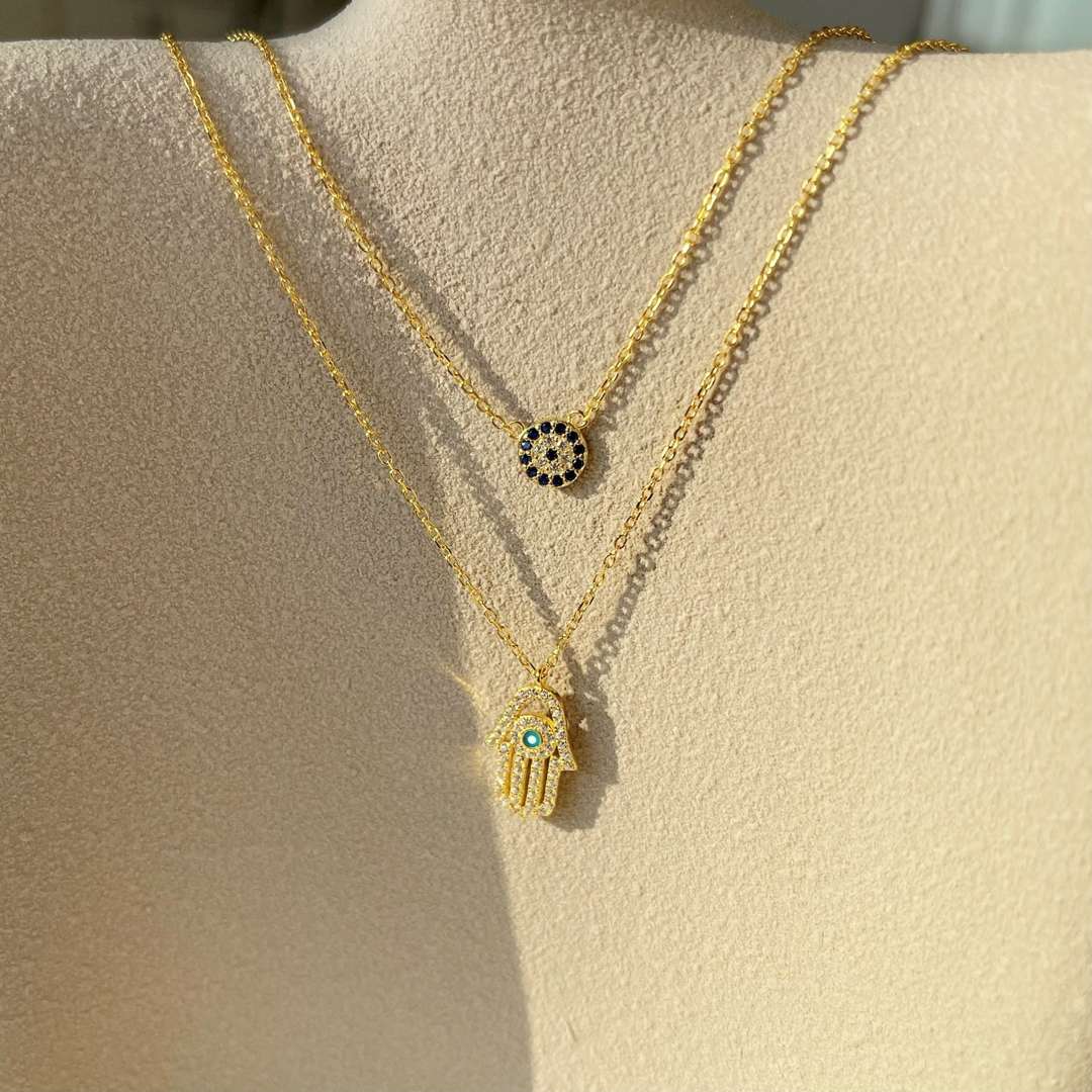 [Aurelle Style]Demon Eye Hamsa Palm Necklace