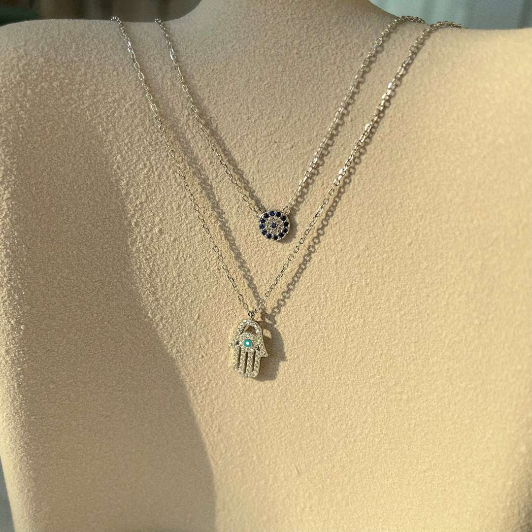 [Aurelle Style]Demon Eye Hamsa Palm Necklace