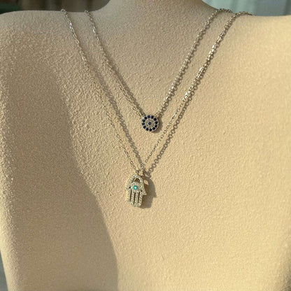 [Aurelle Style]Demon Eye Hamsa Palm Necklace