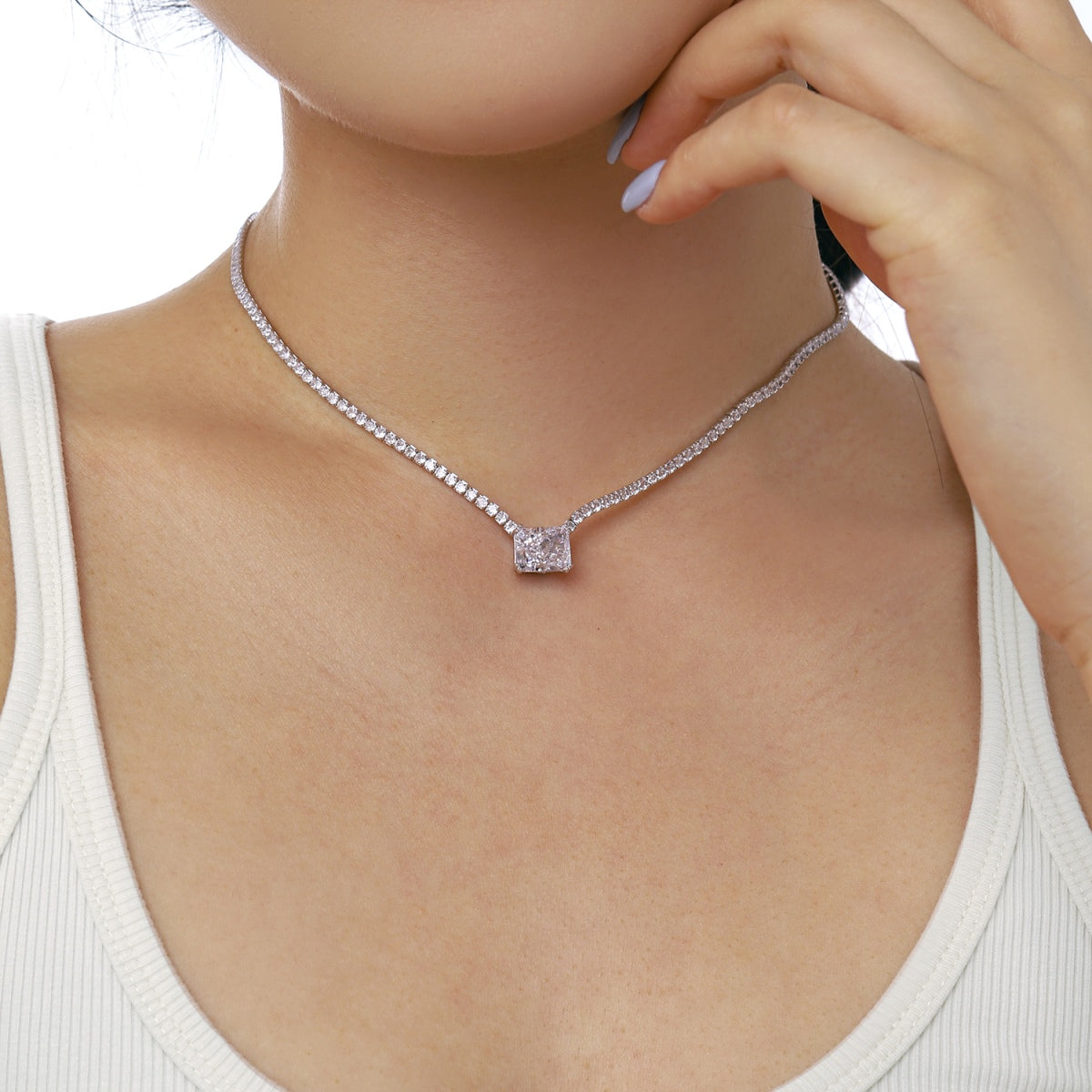 [Aurelle Style]4.0 Carat Elegant Radiant Cut Necklace