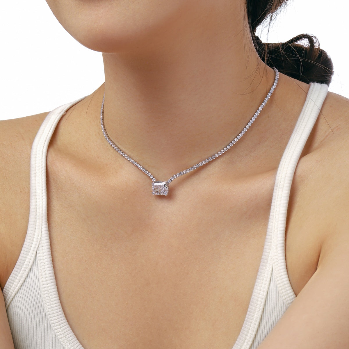 [Aurelle Style]4.0 Carat Elegant Radiant Cut Necklace