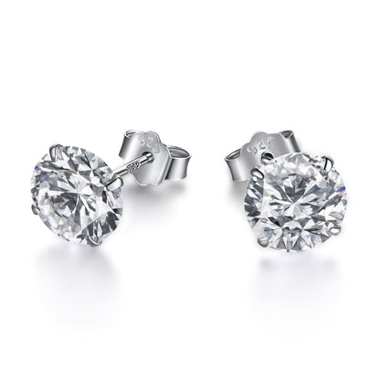 [Aurelle Style]Stylish Shiny Round Center Stone Stud Earrings