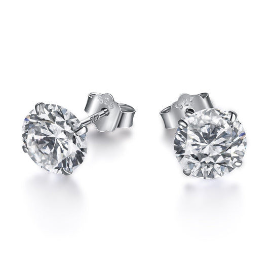 [Aurelle Style]Stylish Shiny Round Center Stone Stud Earrings