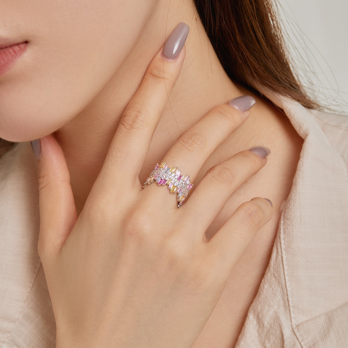 [Aurelle Style]Luxurious Colorful Radiant Cut Daily Ring