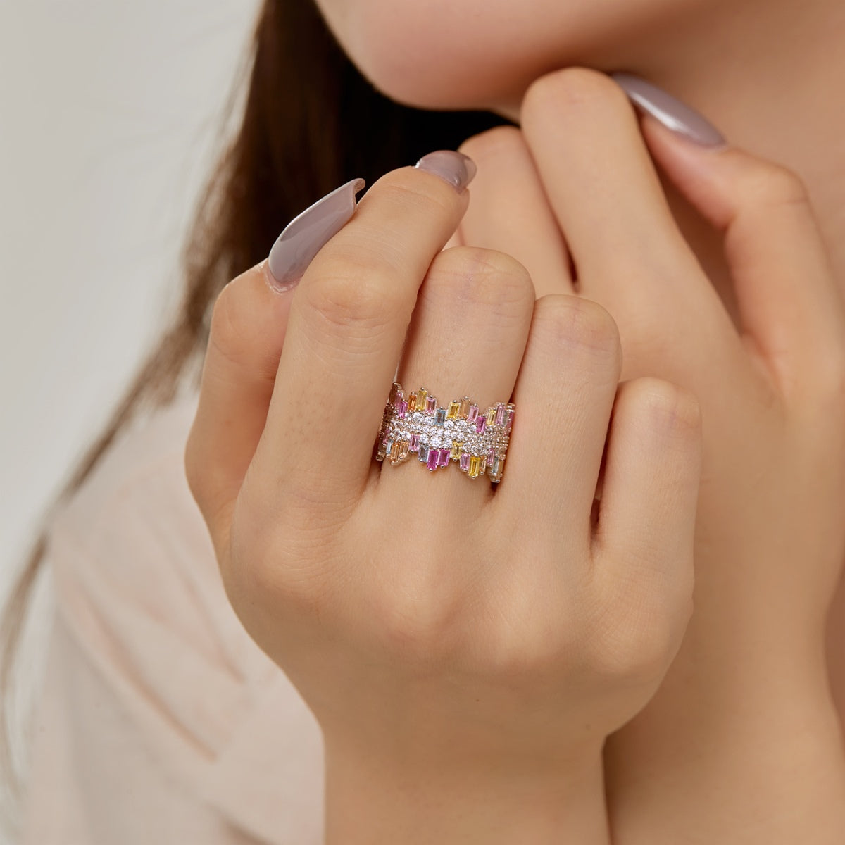 [Aurelle Style]Luxurious Colorful Radiant Cut Daily Ring
