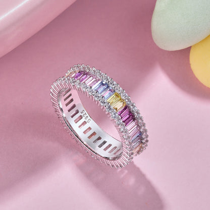 [Aurelle Style]Dainty Kaleidoscopic Emerald Cut Daily Ring