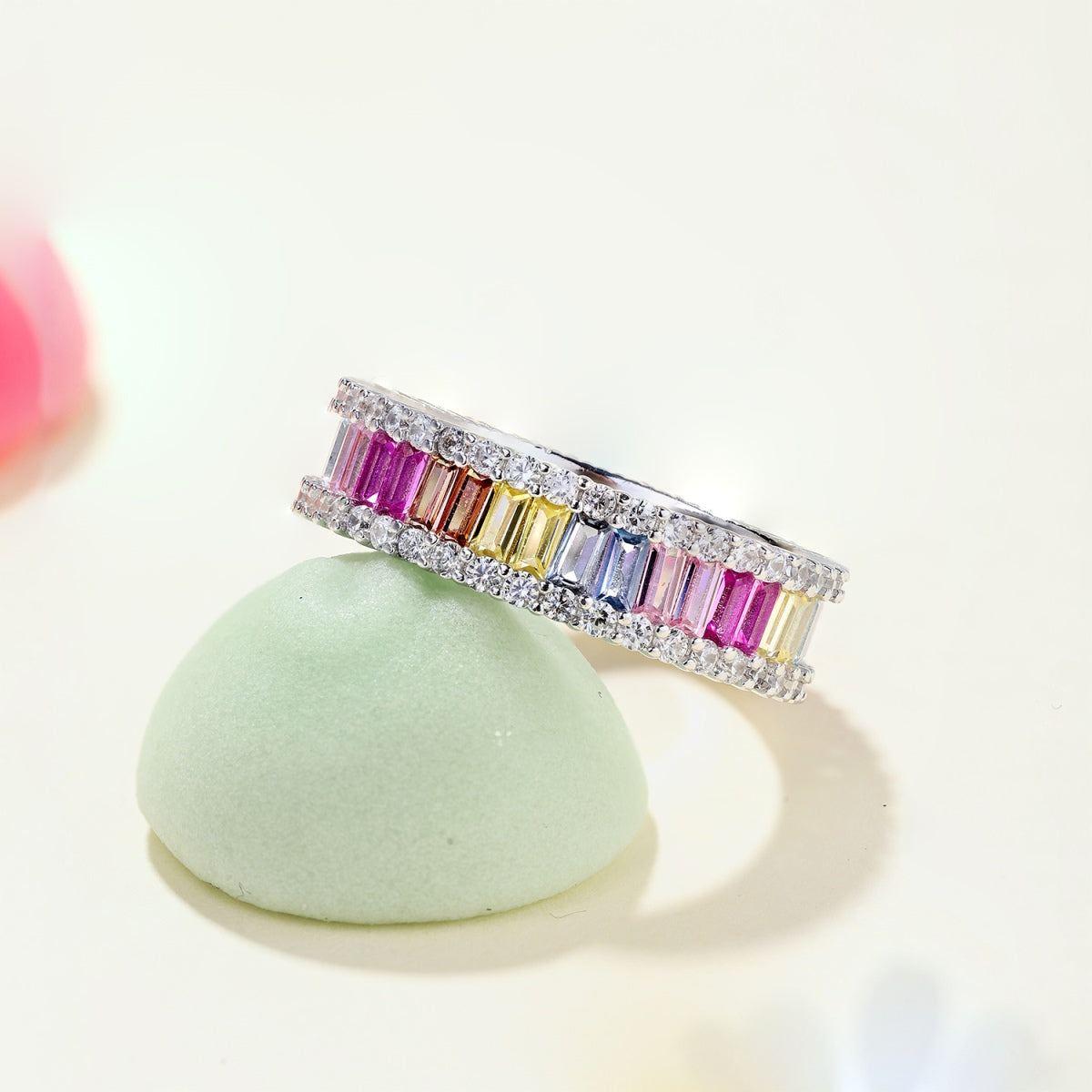 [Aurelle Style]Dainty Kaleidoscopic Emerald Cut Daily Ring