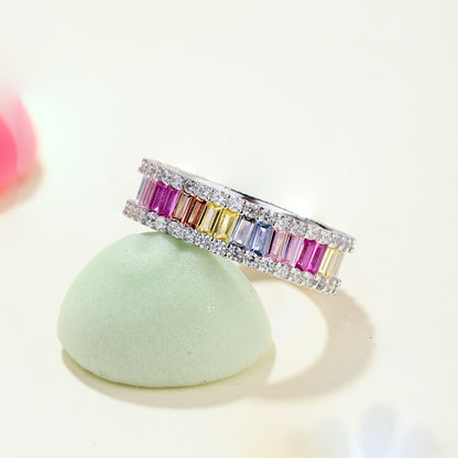 [Aurelle Style]Dainty Kaleidoscopic Emerald Cut Daily Ring