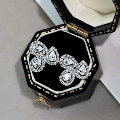 [Aurelle Style]Ornate Flower Shape Pear Cut Lover Earrings