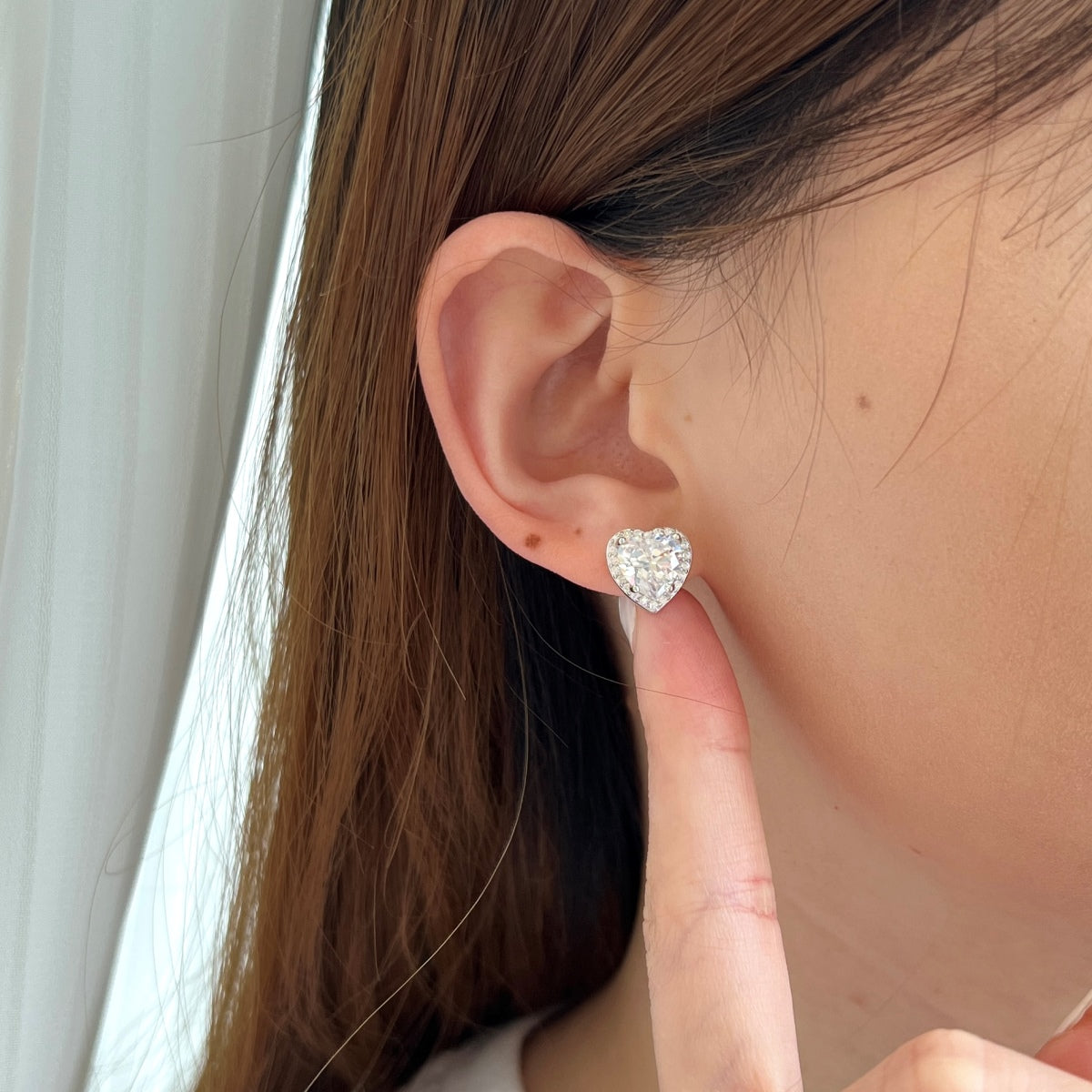 [Aurelle Style]Sparkling Heart Shape Lover Earrings