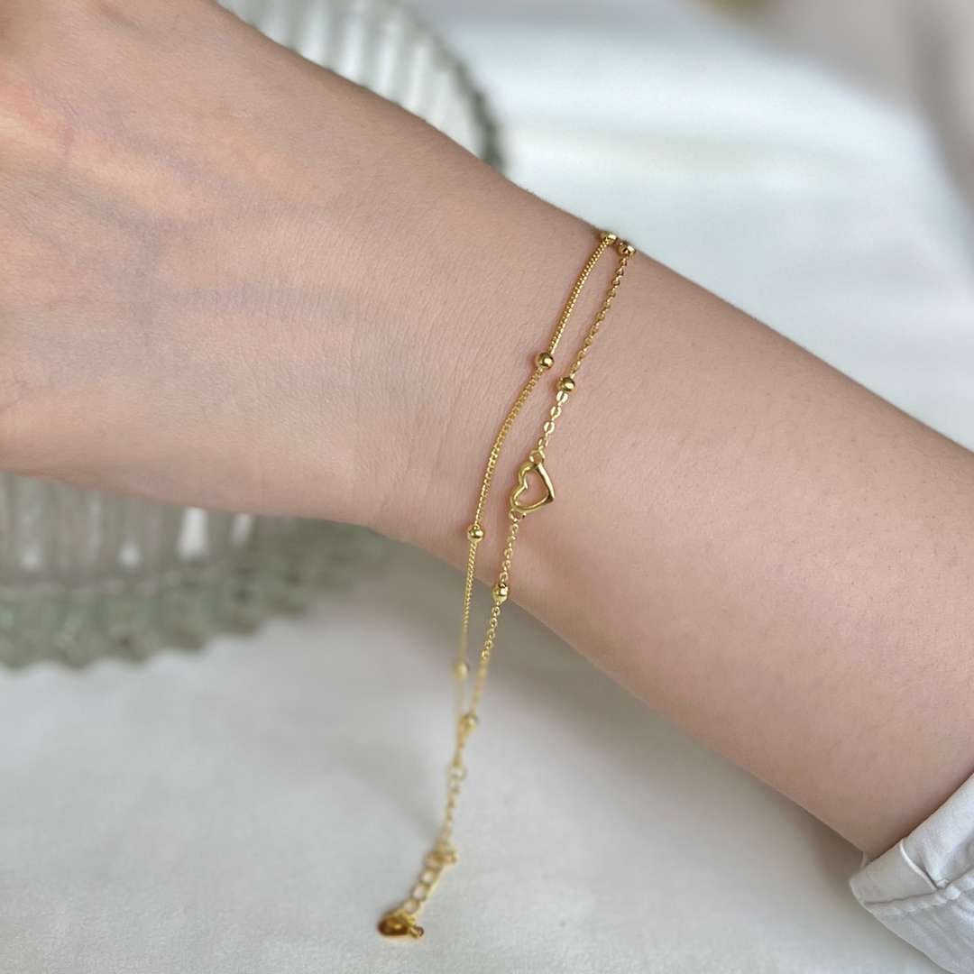 [Aurelle Style]Dainty Double Layer Love Heart Bracelet