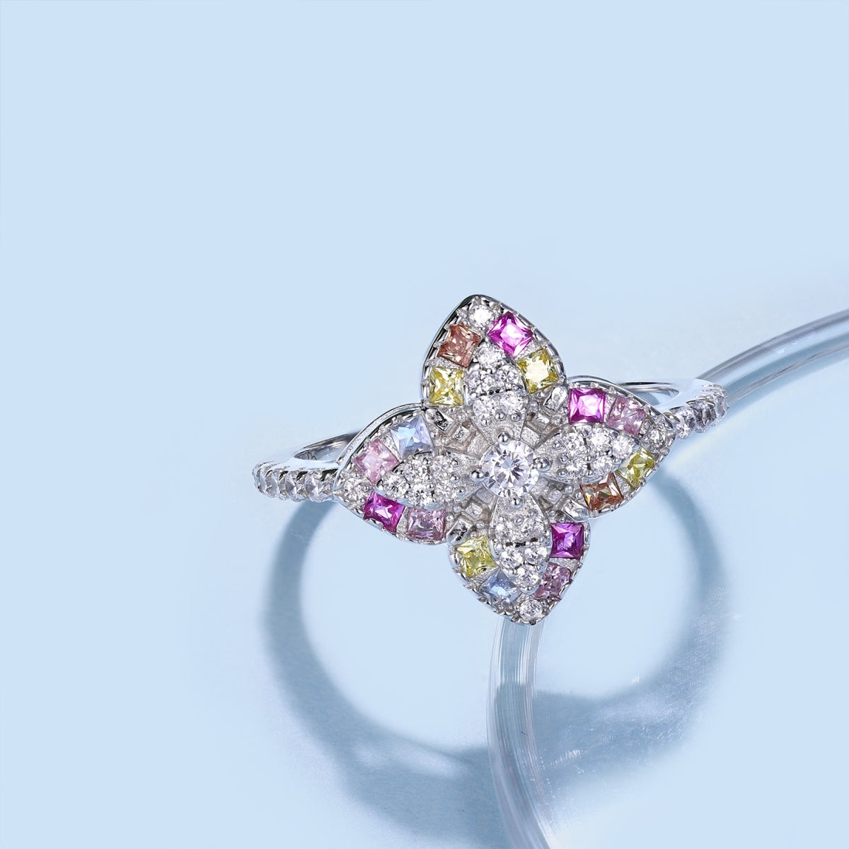 [Aurelle Style]Luxurious Colorful Flower Shape Banquet Ring