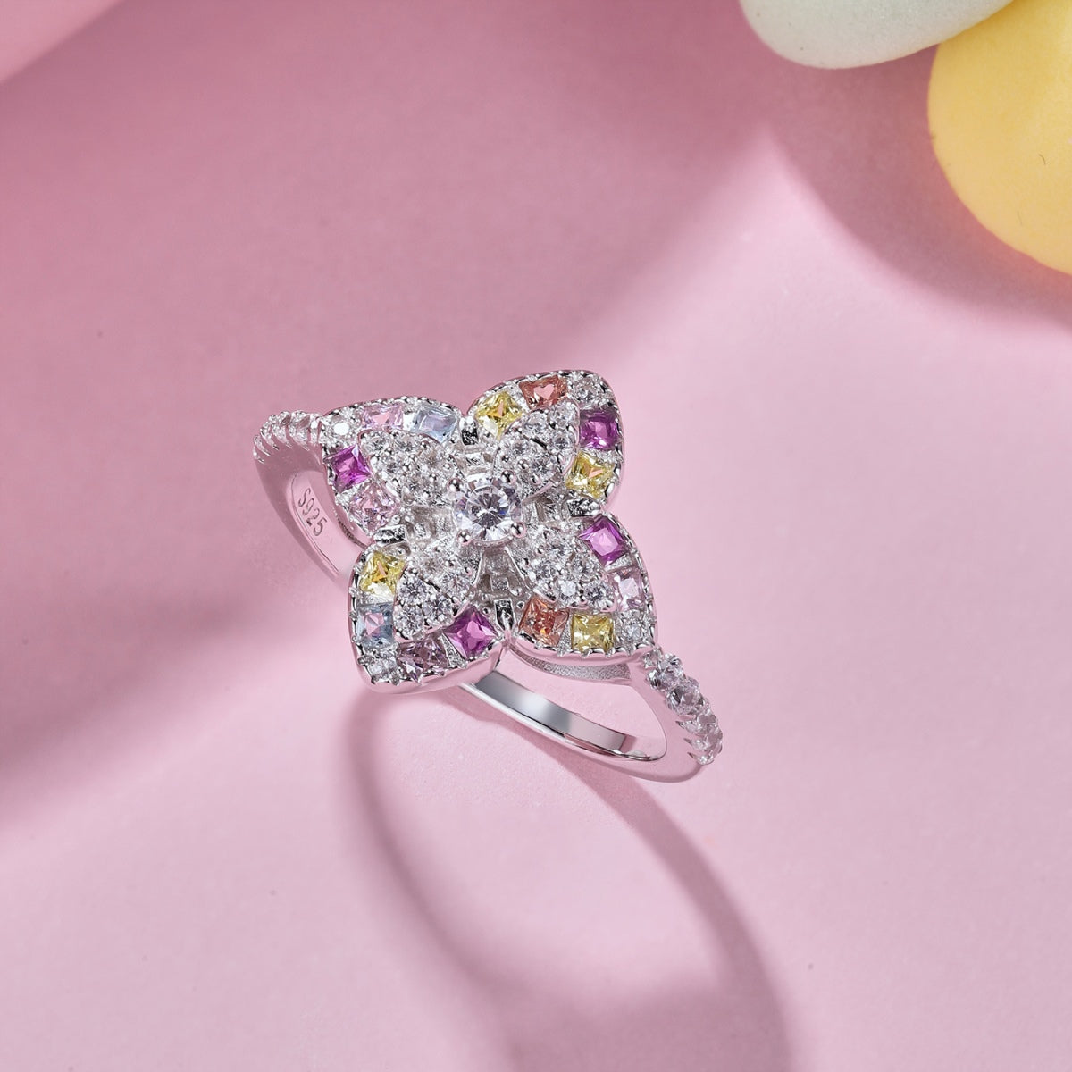 [Aurelle Style]Luxurious Colorful Flower Shape Banquet Ring