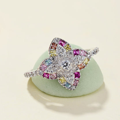 [Aurelle Style]Luxurious Colorful Flower Shape Banquet Ring