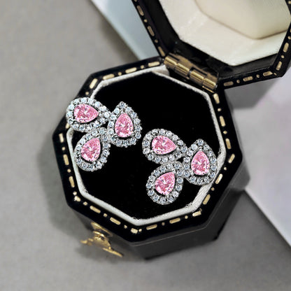 [Aurelle Style]Ornate Flower Shape Pear Cut Lover Earrings