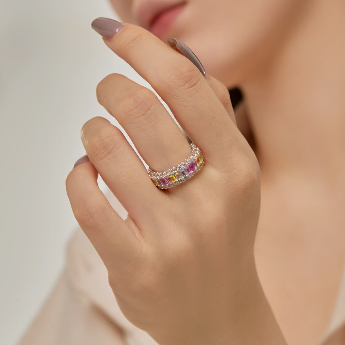 [Aurelle Style]Dainty Colorful Radiant Cut Daily Ring