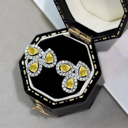 [Aurelle Style]Ornate Flower Shape Pear Cut Lover Earrings
