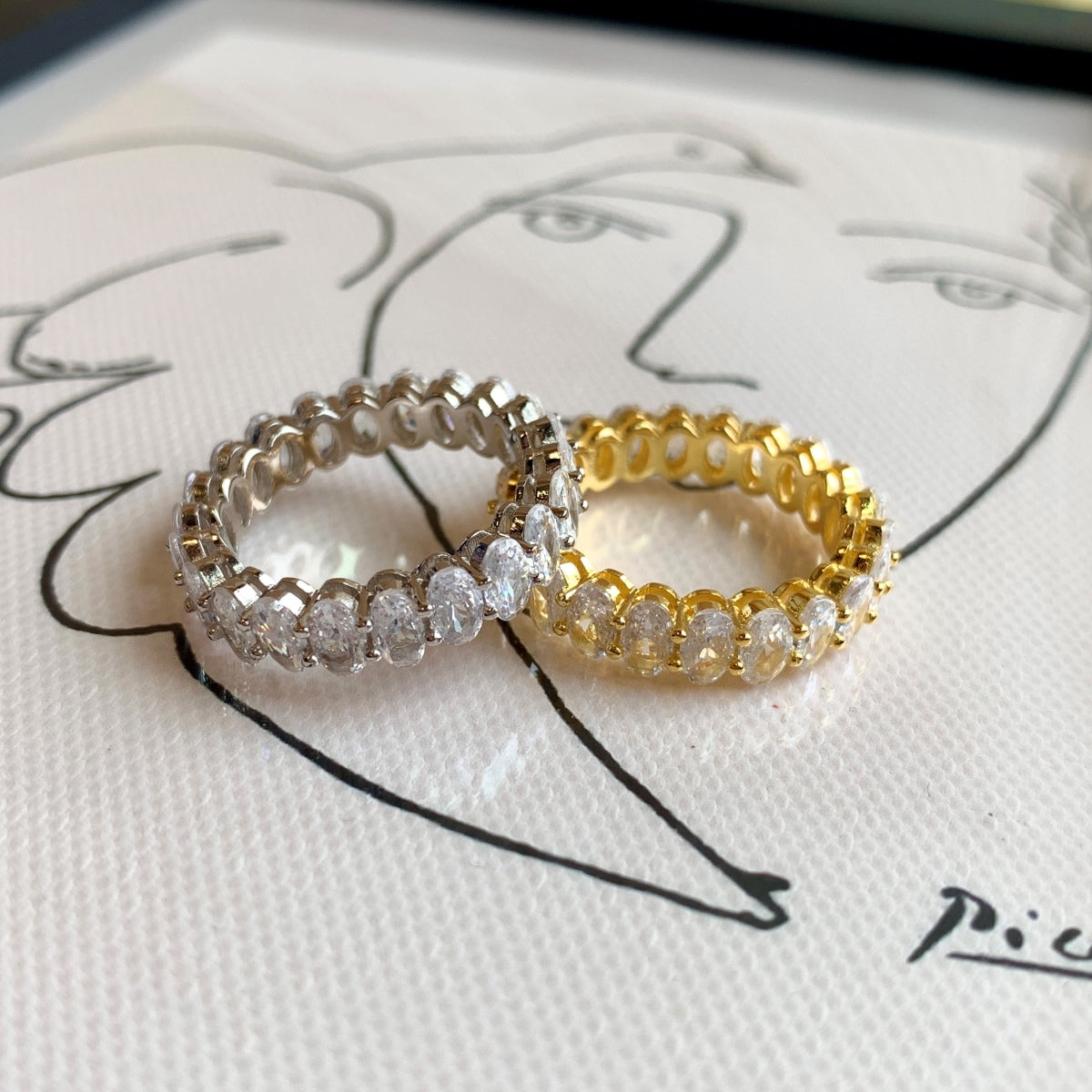 [Aurelle Style]Ornate Oval Cut Tennis Ring