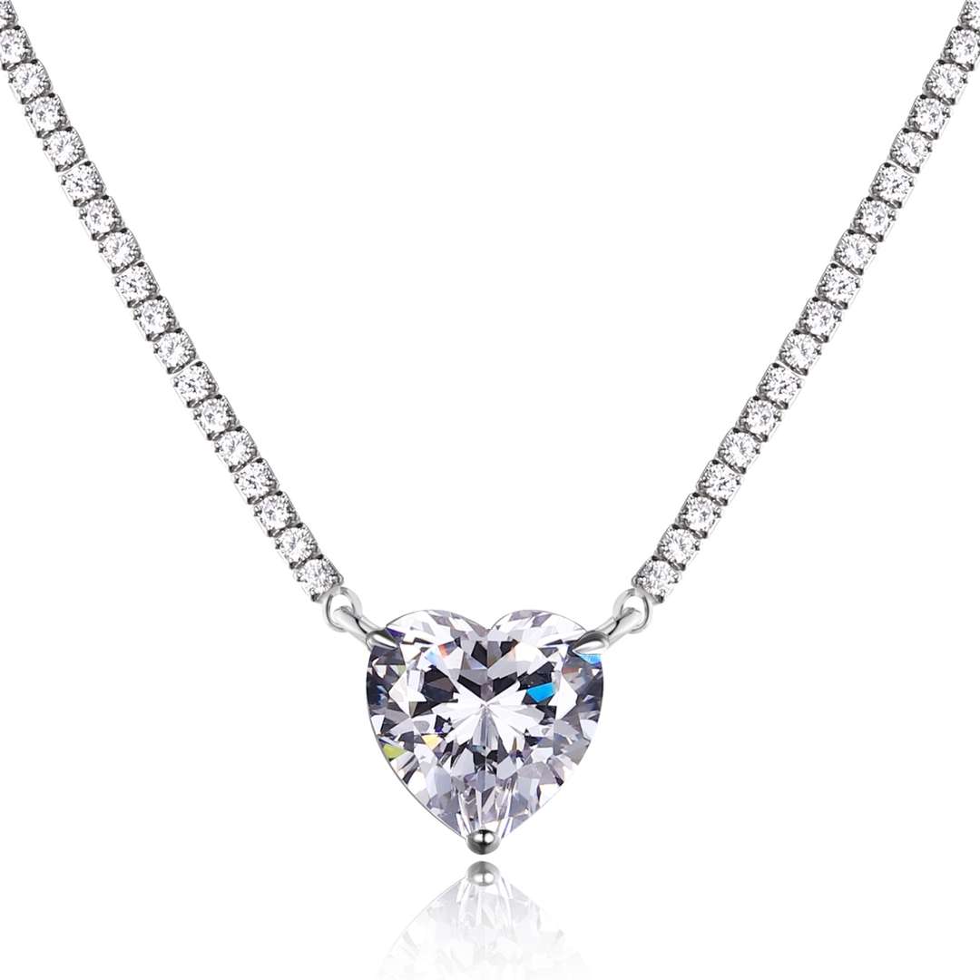 [Aurelle Style]8.0 Carat Versatile Colorful Sweet Heart-Shaped Tennis Necklace