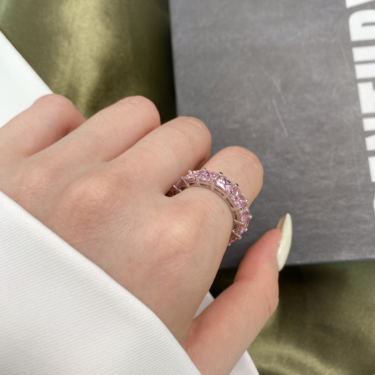 [Aurelle Style]Elegant Princess Cut Tennis Ring