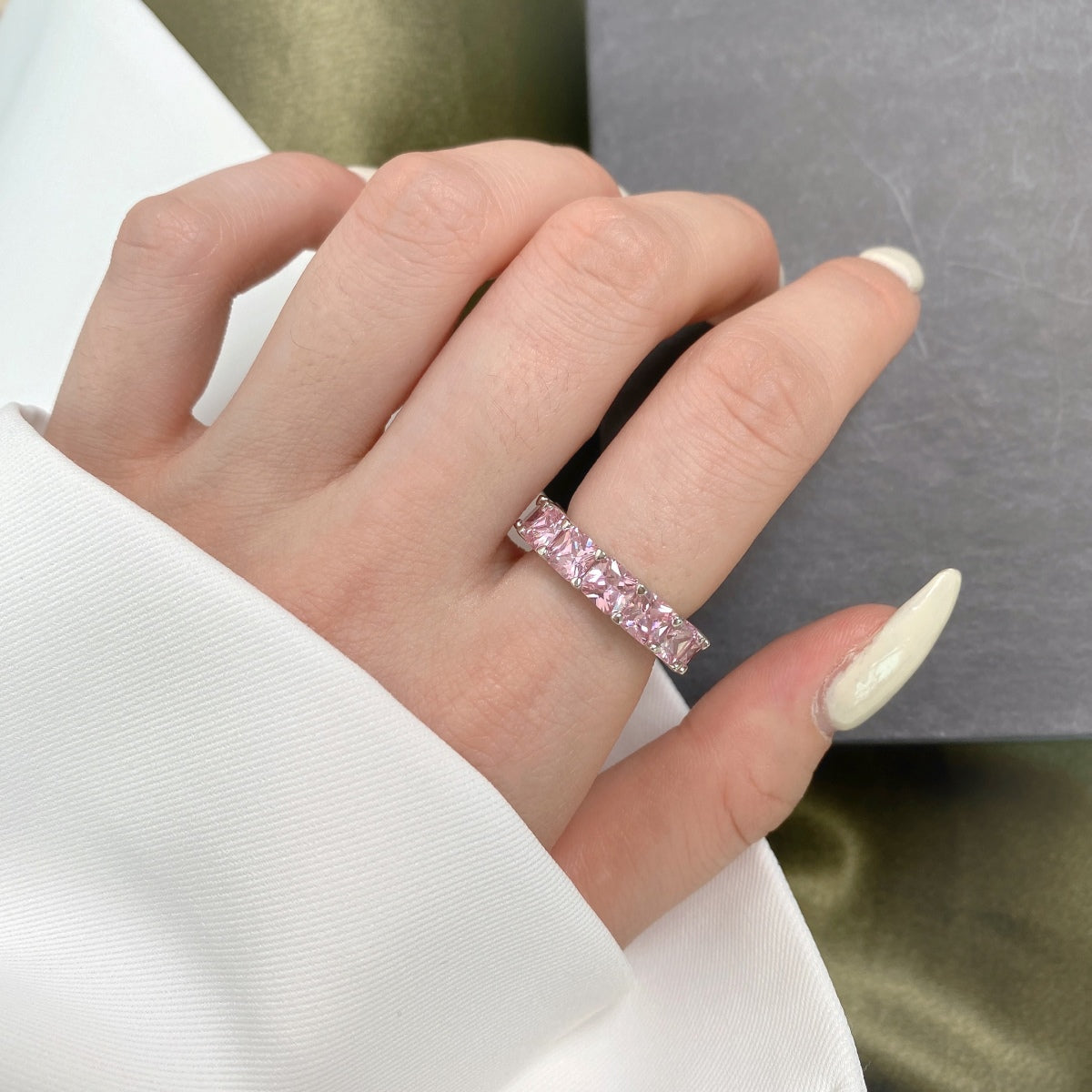 [Aurelle Style]Elegant Princess Cut Tennis Ring