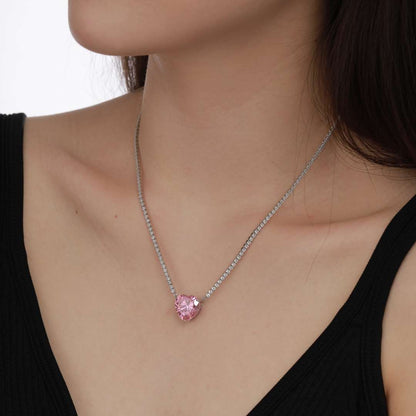 [Aurelle Style]8.0 Carat Versatile Colorful Sweet Heart-Shaped Tennis Necklace