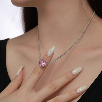 [Aurelle Style]8.0 Carat Versatile Colorful Sweet Heart-Shaped Tennis Necklace