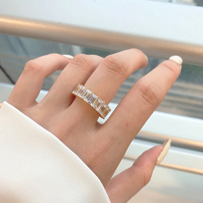 [Aurelle Style]0.75 Carat Elegant Emerald Cut Tennis Ring