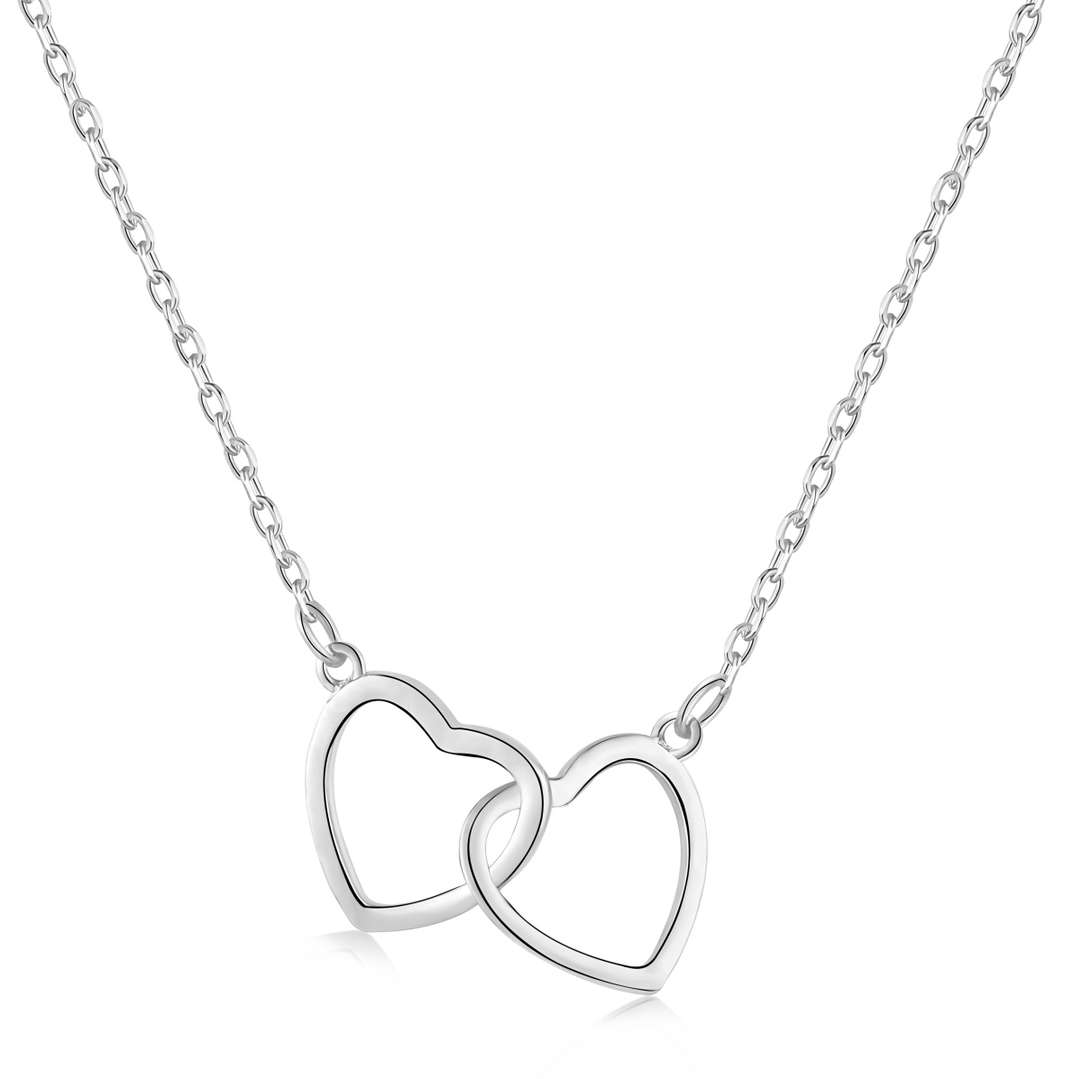 [Aurelle Style]Sterling Silver Love Double Ring Necklace