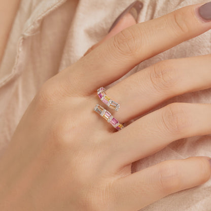 [Aurelle Style]Charming Colorful Radiant Cut Adjustable Daily Ring