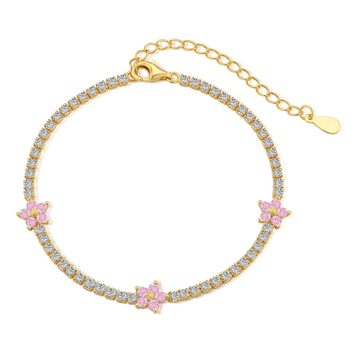 [Aurelle Style]Sparkling Flower Shape Tennis Bracelet