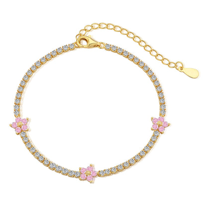[Aurelle Style]Sparkling Flower Shape Tennis Bracelet