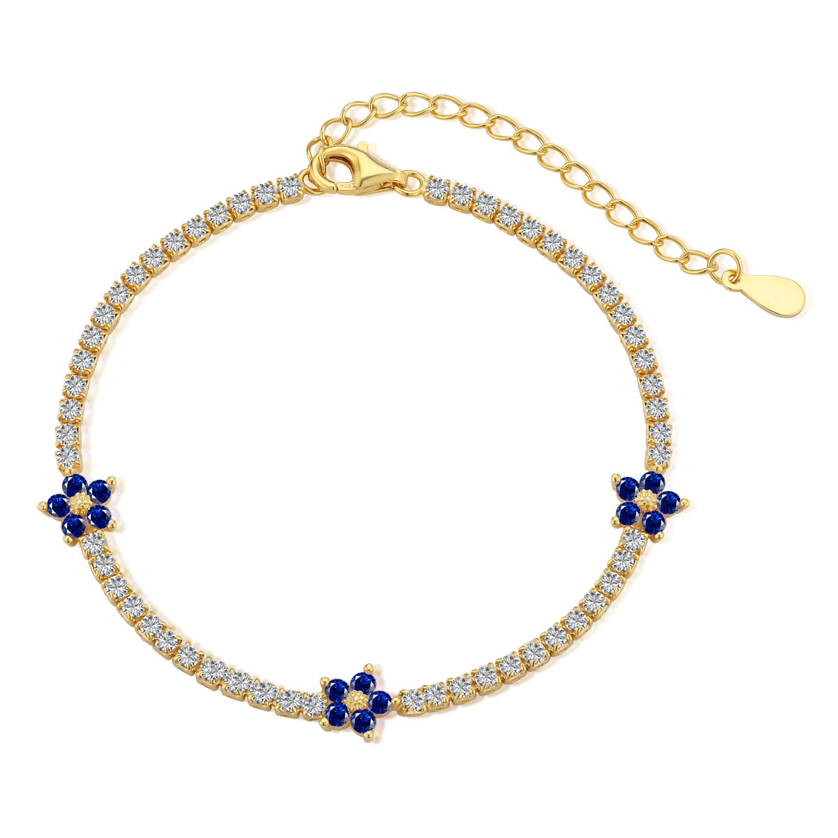 [Aurelle Style]Sparkling Flower Shape Tennis Bracelet