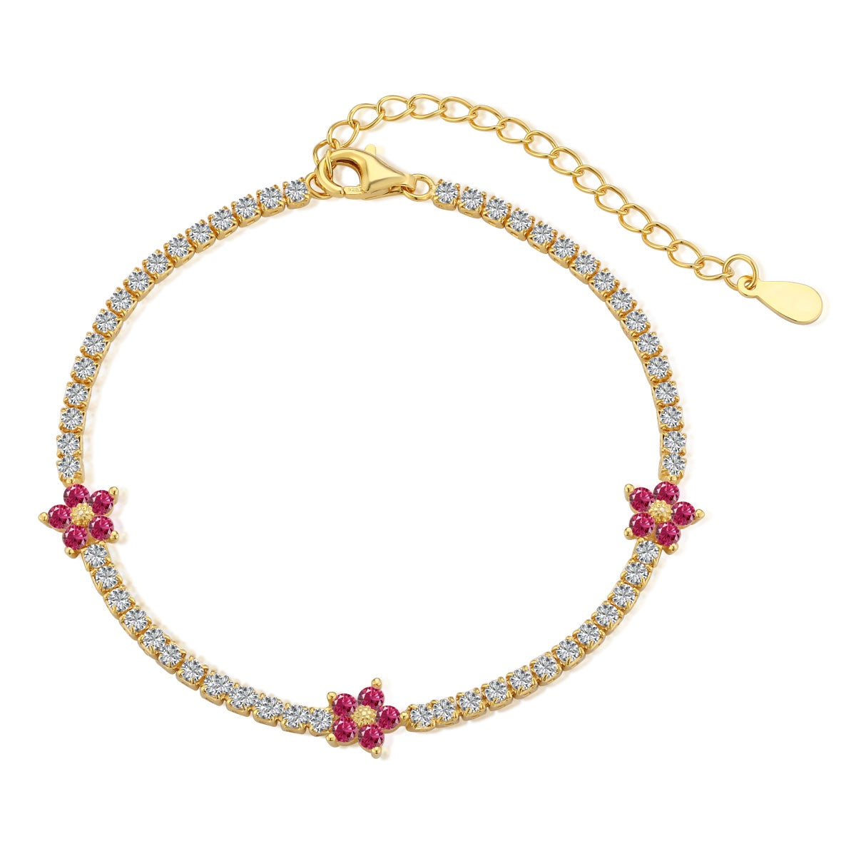 [Aurelle Style]Sparkling Flower Shape Tennis Bracelet