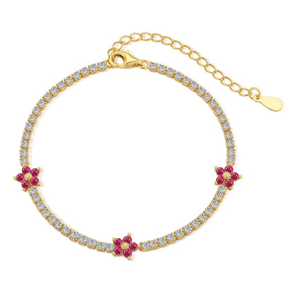 [Aurelle Style]Sparkling Flower Shape Tennis Bracelet