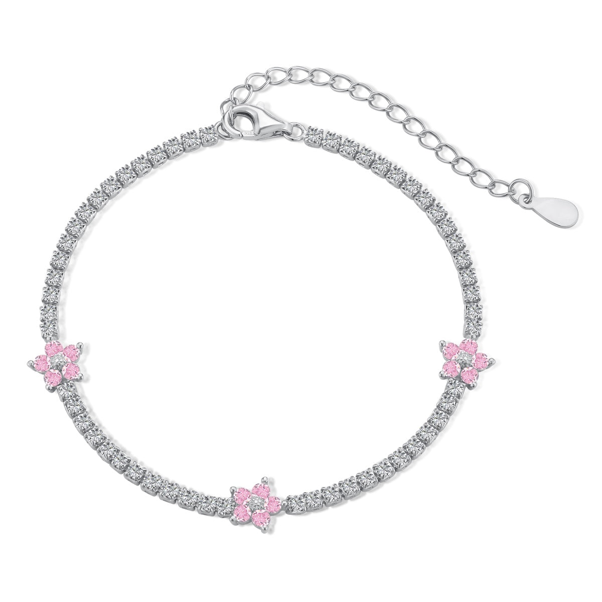 [Aurelle Style]Sparkling Flower Shape Tennis Bracelet